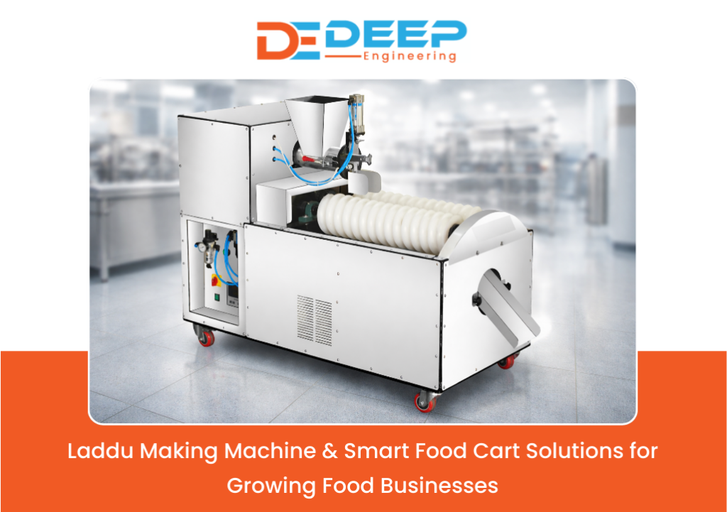 Laddu making machine by Deep Engineering made from stainless steel for high-capacity sweet production in food businesses