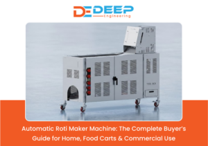 automatic roti maker machine installed on stainless steel food cart