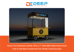 7 feet mild steel dosa cart for street food vendors