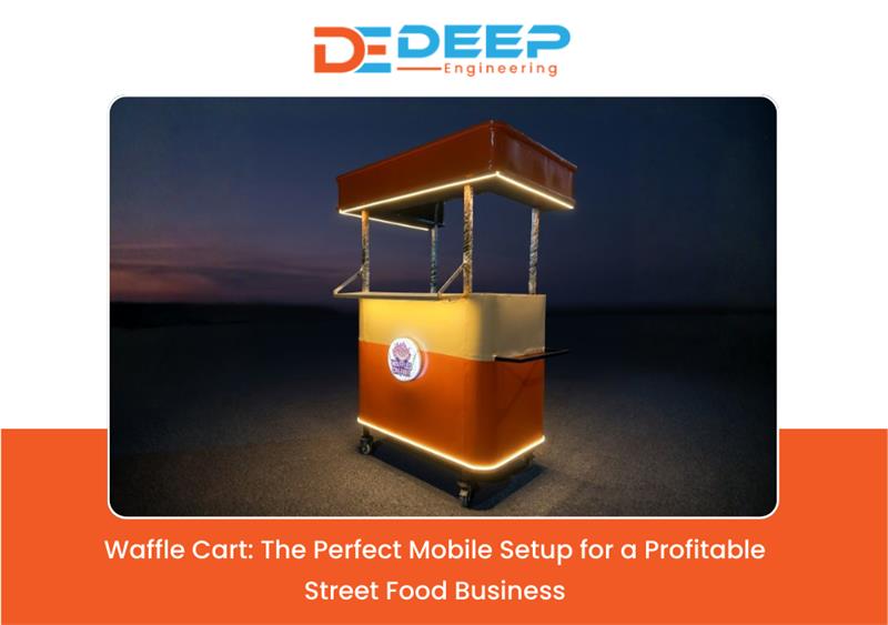 Stainless steel waffle cart for modern street food business setup