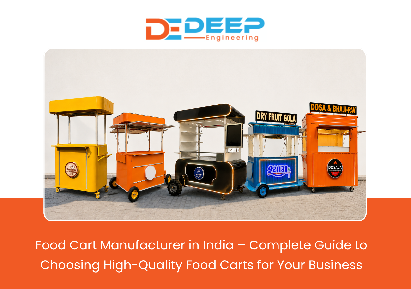 Premium stainless steel food cart manufactured by Deep Engineering in India