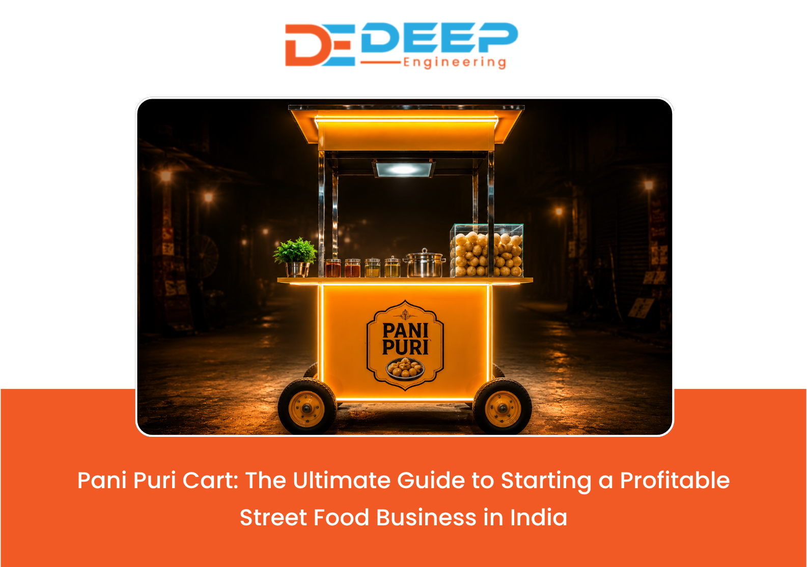 Professional stainless steel pani puri cart for street food business