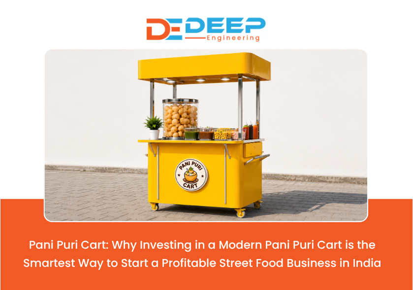 Modern stainless steel pani puri cart for profitable street food business