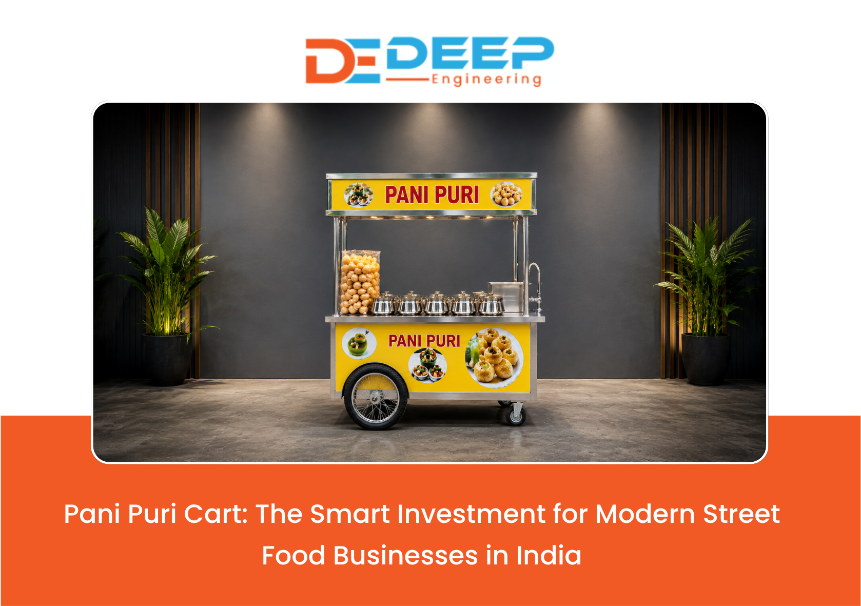 Modern stainless steel pani puri cart for profitable street food business