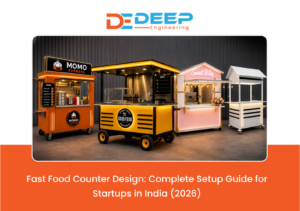 Fast Food Counter Design with stainless steel setup for startup food business