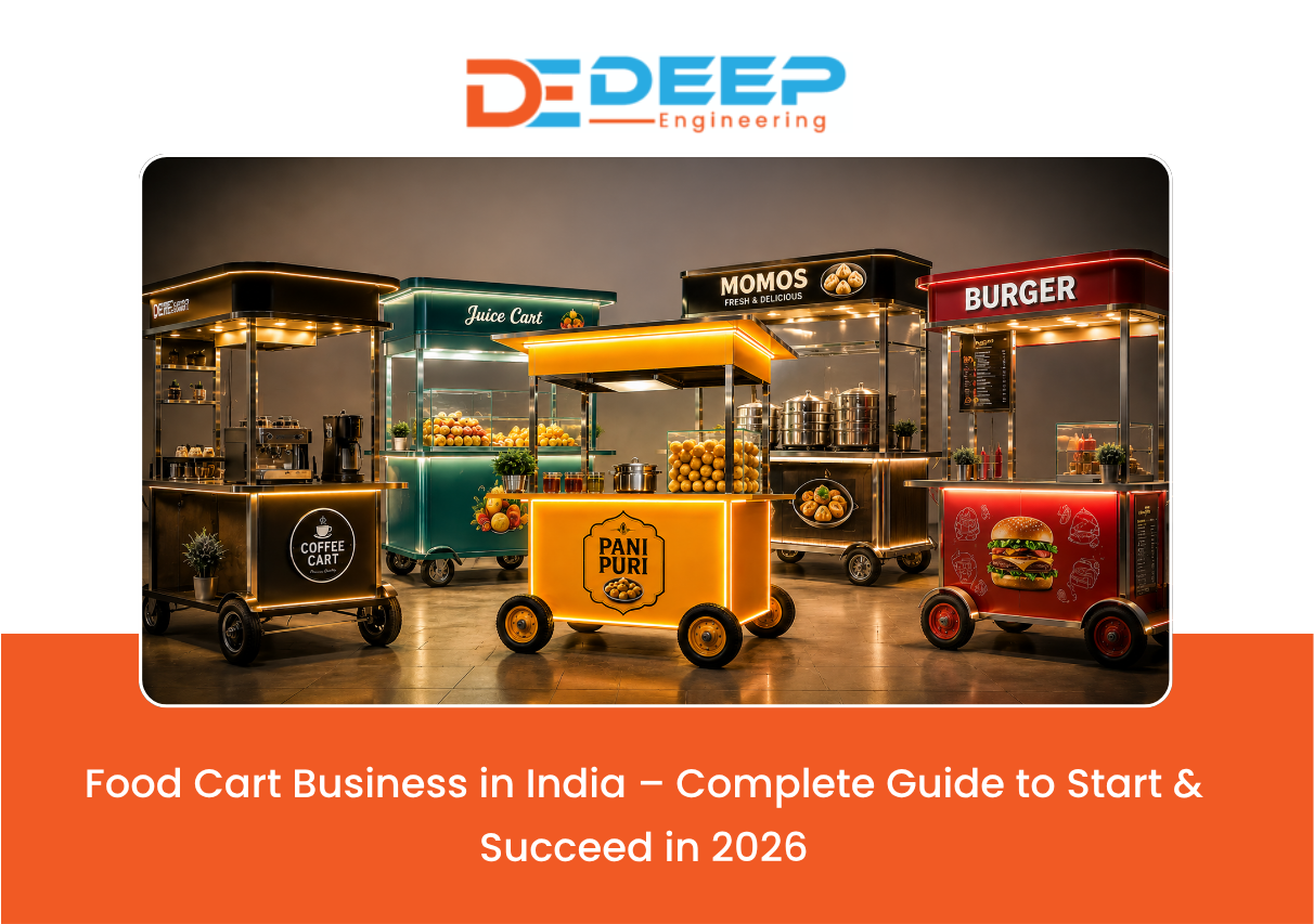 Food Cart Business in India with custom stainless steel food cart by Deep Engineering