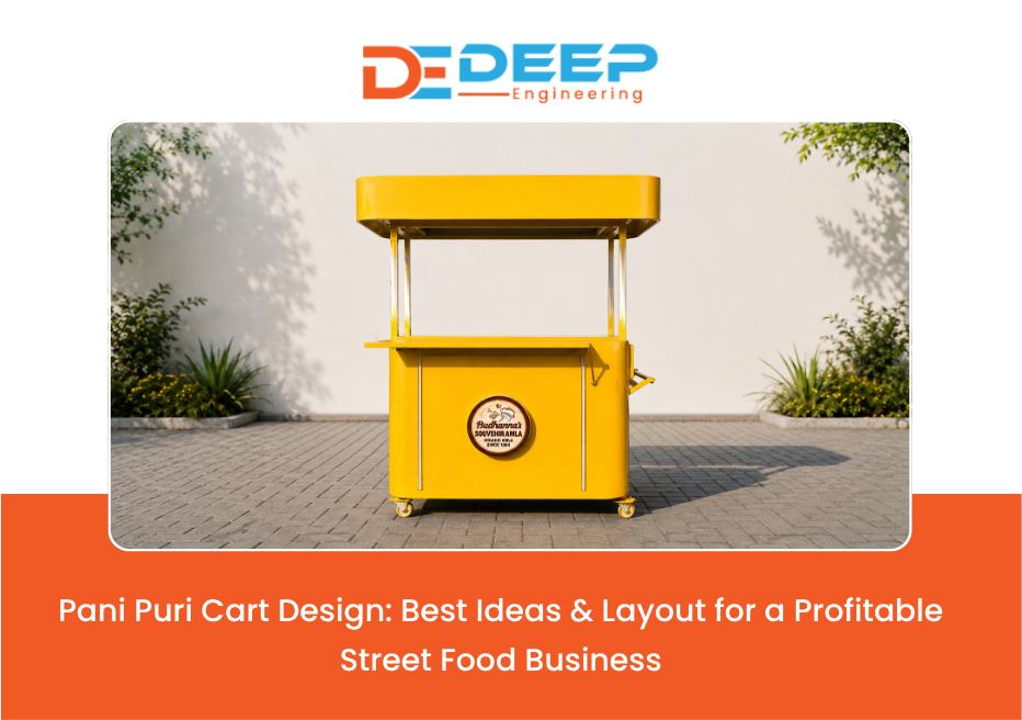 Modern pani puri cart design with organized serving layout