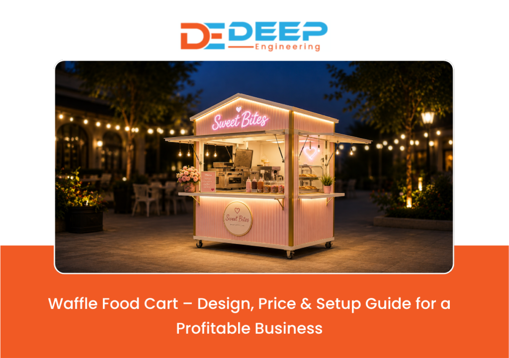 Modern waffle food cart for mobile street food business